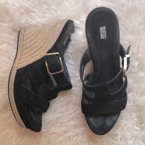 UGG black suede wedge espadrilles, 8.5